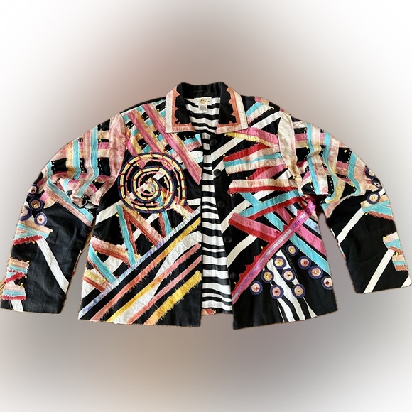 Vintage Sandy Starkman Jacket Button Up Boho Beaded Chaos XL - Picture 3 of 11